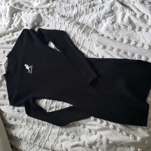 Kangol x H&M women's black ribbed long sleeve dress xs - Picture 3 of 9